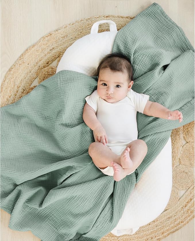 Konssy 3-Pack Muslin Baby Swaddle Blankets, 47 x 47 in Receiving Blankets | - Image 3