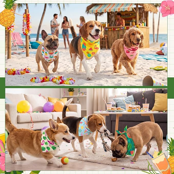 50 Pcs Summer Hawaiian Dog Bandanas Bulk Tropical Flower Pattern - Image 6