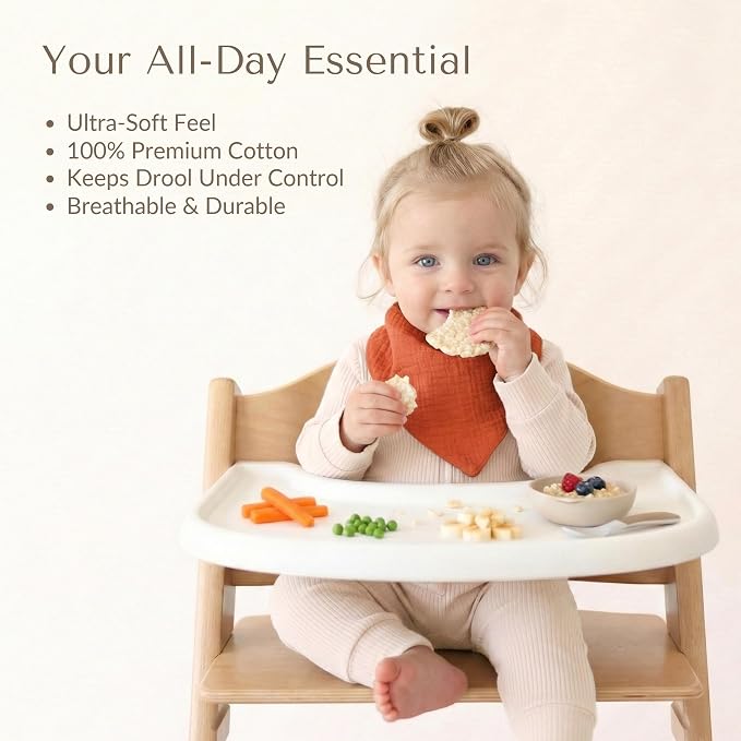 Konssy 10 Pack Baby Muslin Bandana Bibs - Image 6