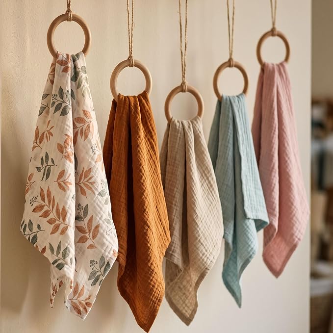 Muslin Receiving Blankets 5 Pack, Soft Swaddle Wraps - Image 9