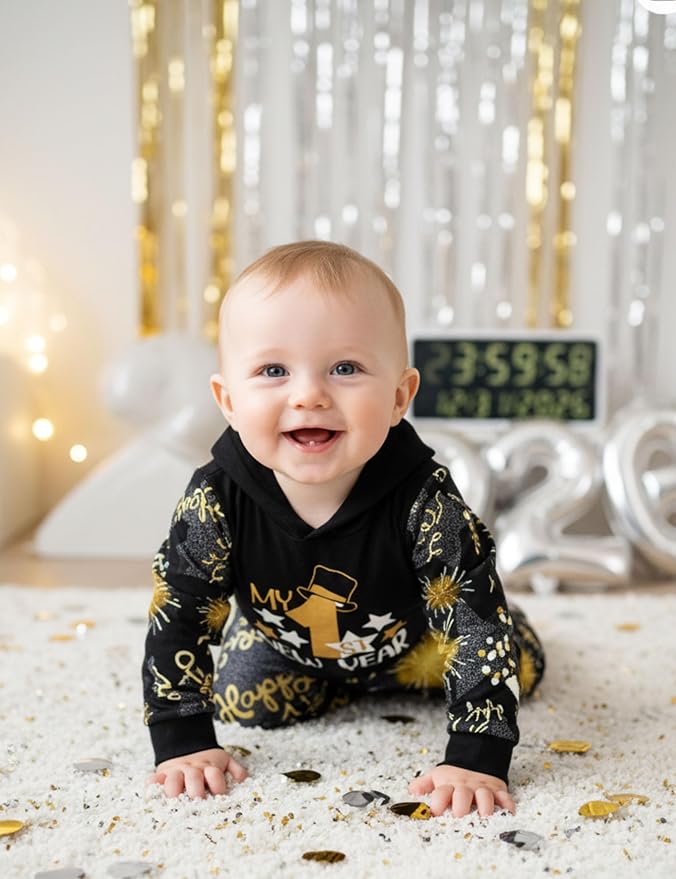 Fommy Newborn Baby Boy Clothes Plaid Letter Print Long Sleeve Hoodies + Long - Image 3