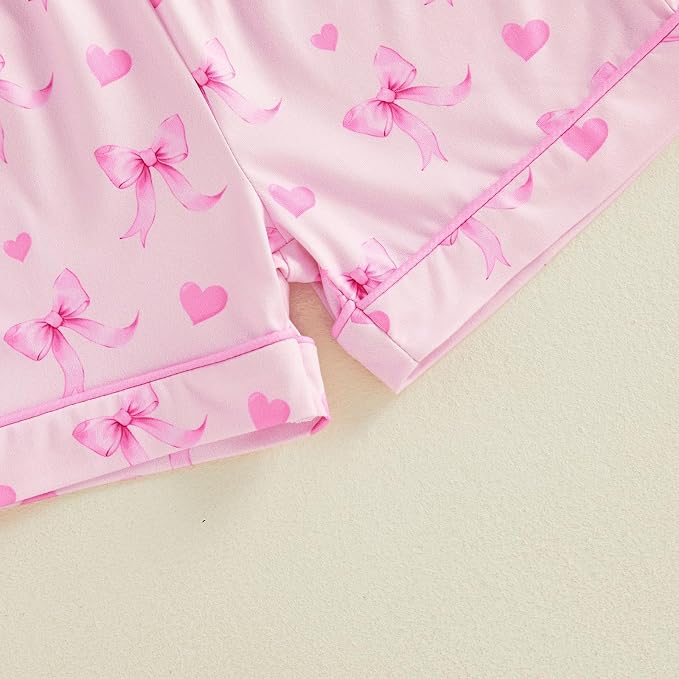 Kuriozud Toddler Baby Girl Pajamas Set Summer Floral Short Sleeve Button Down - Image 8