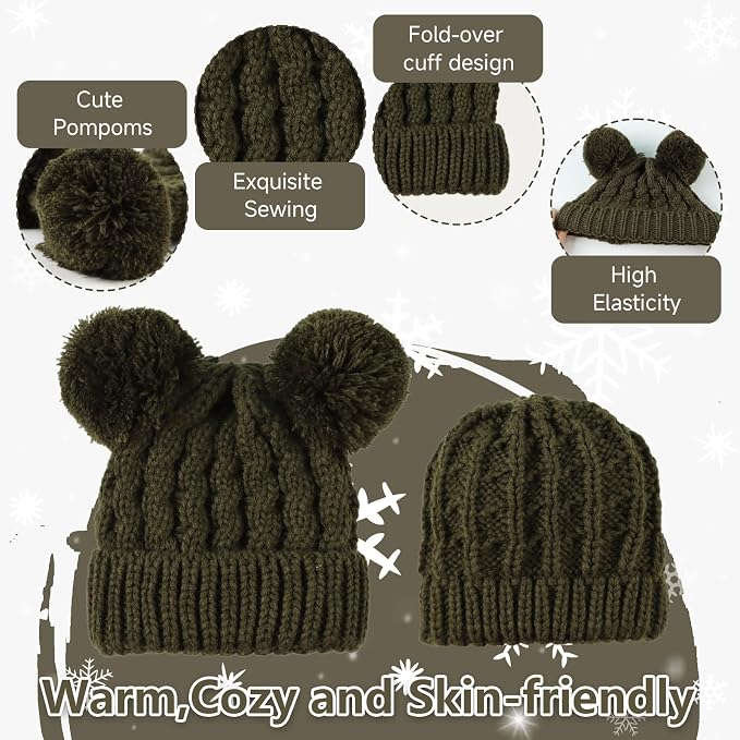 Yuoahcn Baby Girl Beanie Winter Baby Boy Hat Pom pom Warm Infant Toddler Cold - Image 4