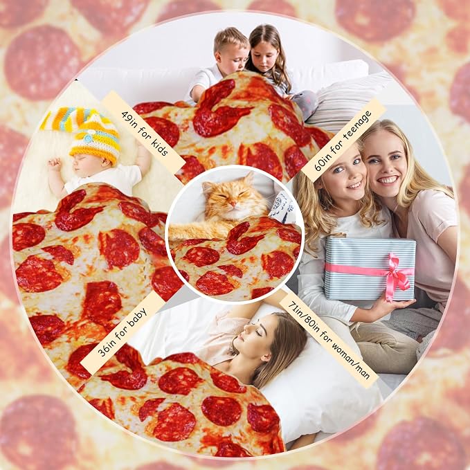 Lhedon Pizza Blanket 71 Inch Funny Food Throw Soft Flanne | Gag gifts, - Image 6