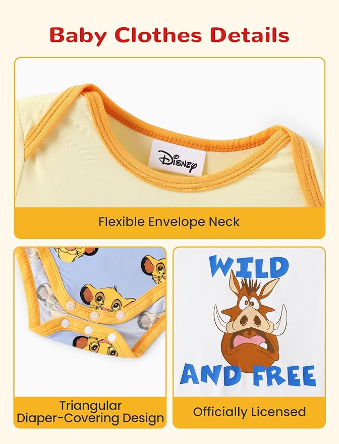 Disney Baby Viscose Made from Bamboo 3-Pack Bodysuits Set Newborn to Infant - Image 7
