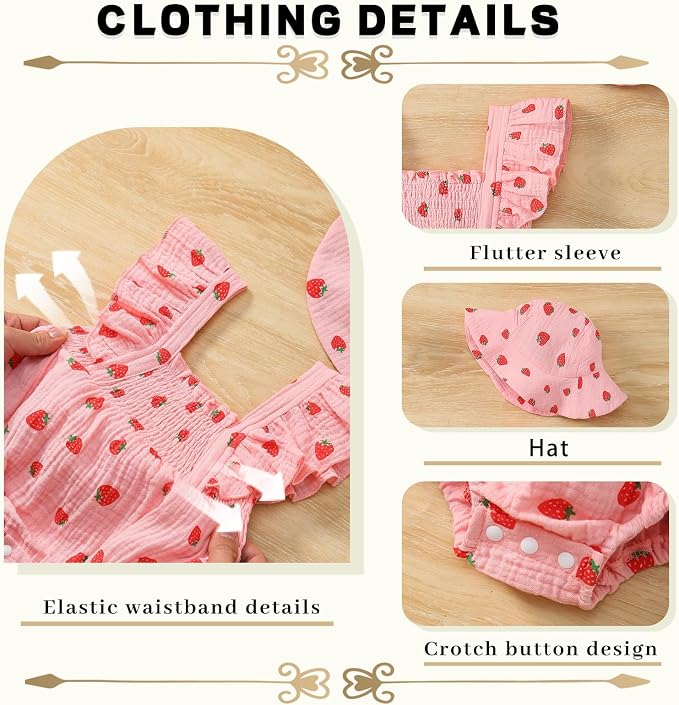 Baby Girl Floral Smocked Romper Outfit - Image 4