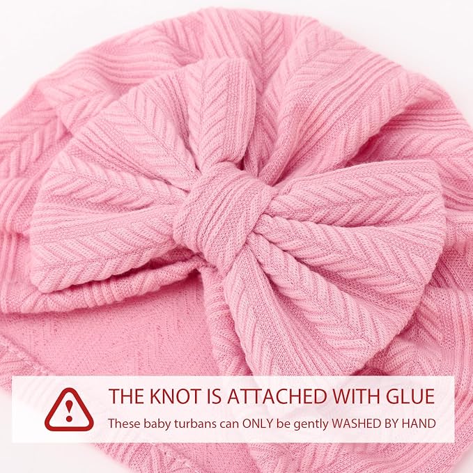 DRESHOW BQUBO 5 Pieces Newborn Baby Turban Hats Bow Baby Infant Beanie - Image 2