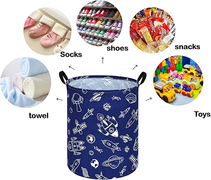 Round Laundry Hamper Storage Basket Laundry Organizer Hamper Storage Bins Clothes and Toys Box Nursery Hamper Gift Basket For Kids with Handles