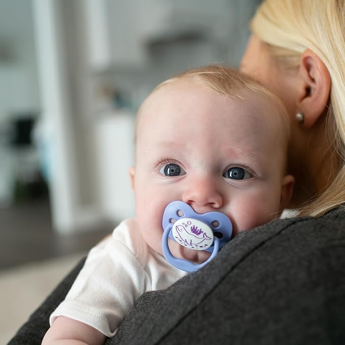 Dr. Brown's Advantage Glow-in-the-Dark Baby Pacifier, Fully Symmetrical Soother with Soft Silicone Bulb, Coral Ocean, 0-6m, BPA Free, 2 Pack
