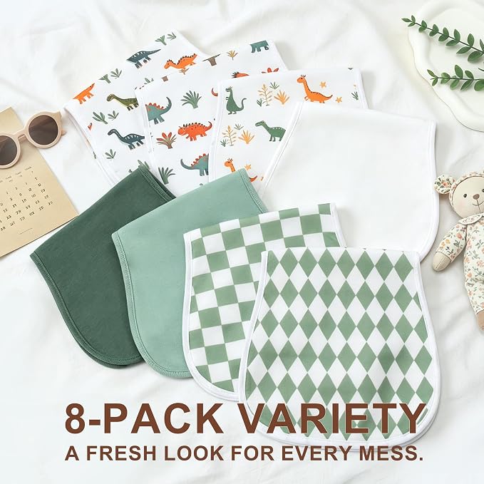 Baby Burp Cloths 8-Pack, Waterproof Burping Cloths, 4-Layer Super Absorbent & - Image 8