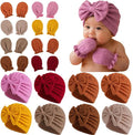 8 Sets Newborn Baby Girl Bow Hats and Mittens Turban Beanies 0-3M | Cotton by AHDSGJH