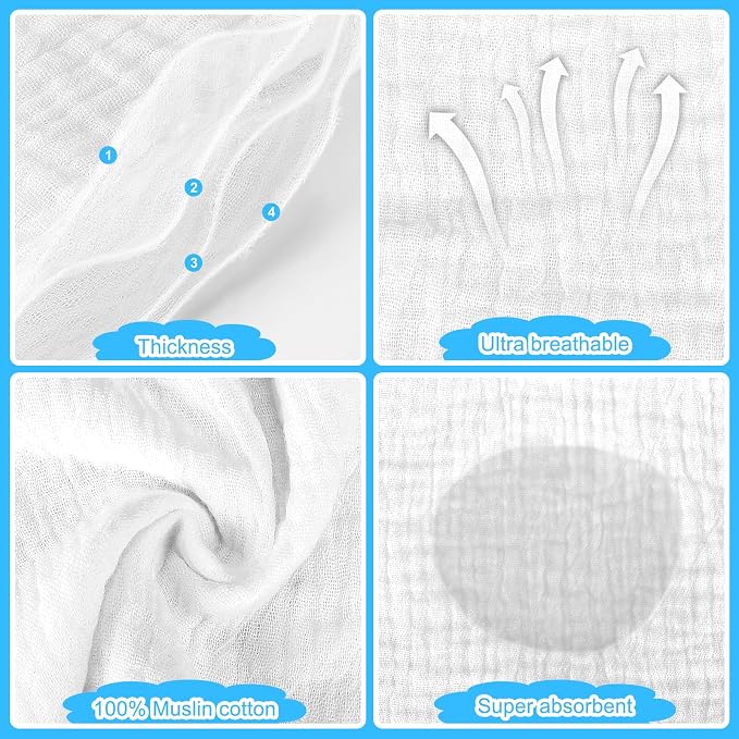 Accmor Muslin Baby Bibs, 6 Pack Soft Cotton Baby Bandana Drool Bibs - Image 2