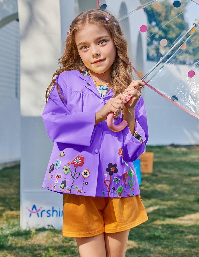 Arshiner Toddler Girls Waterproof Hooded Coat Jacket Outwear Raincoat - Image 2