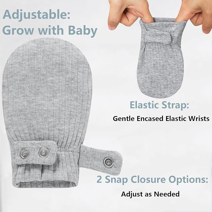 Baby Newborn No Scratch Mittens Stay On Cotton Gloves 0-12 Months | Organic - Image 3