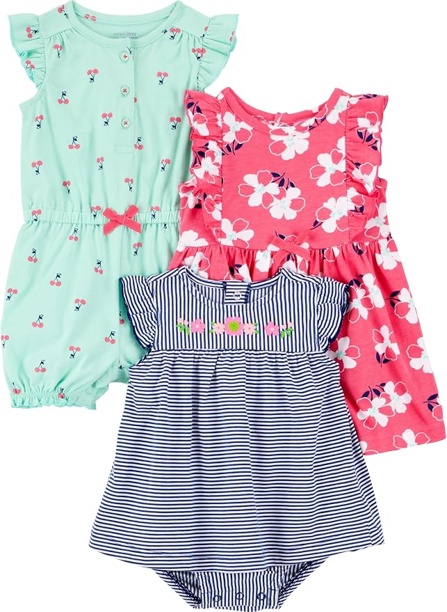 Simple Joys by Carter's Baby Girls 3-pack Romper, Sunsuit and Dress by SimpleJoysbyCarters