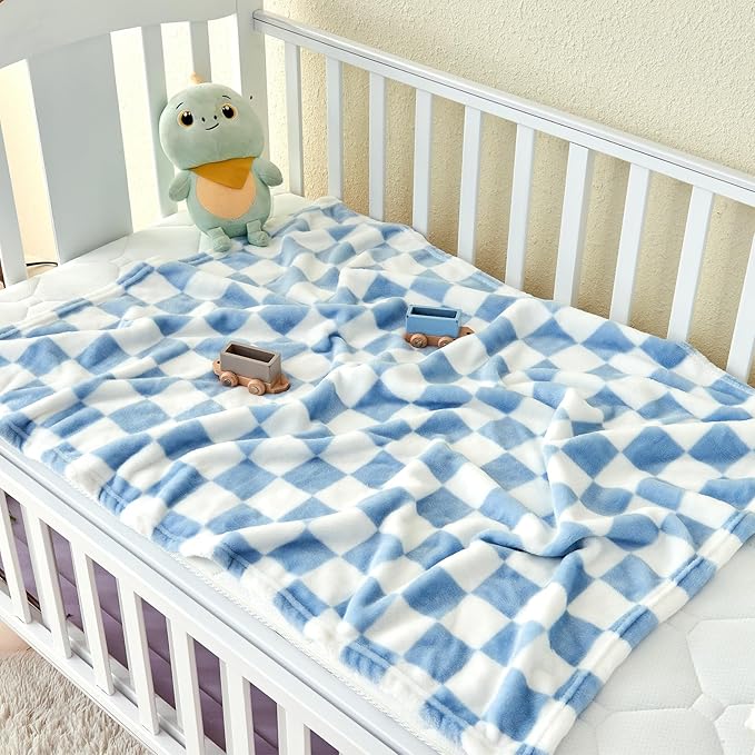Yurhap Checkered Baby Blanket Fleece Baby Blankets - Image 2