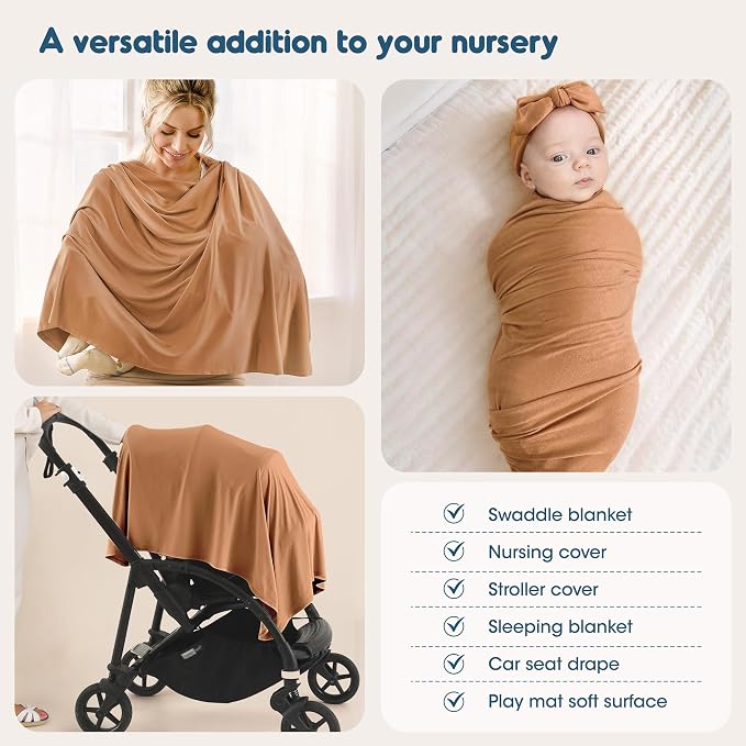 Newborn Swaddle Blanket, Ultra Soft Stretchy Jersey Knit Receiving Blankets 2 - Image 6