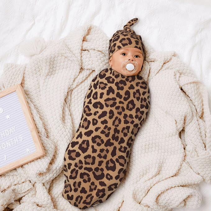 Leopard Swaddle Blankets Soft Receiving Blanket Baby Swaddle Wrap - Image 6