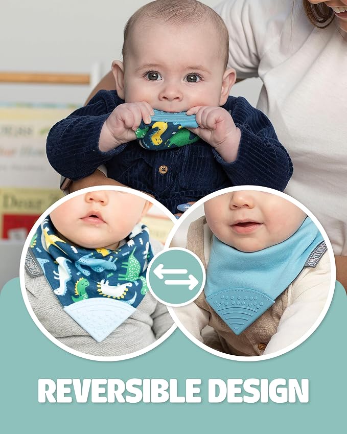 Cheeky Chompers Neckerchew Teething Bib, 2-in-1 Bandana Style Bib w/Food Grade - Image 3