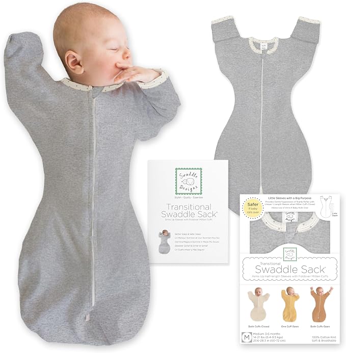 SwaddleDesigns Transitional Swaddle Sack, Arms Up Half-Length Sleeve & Mitten by SwaddleDesigns