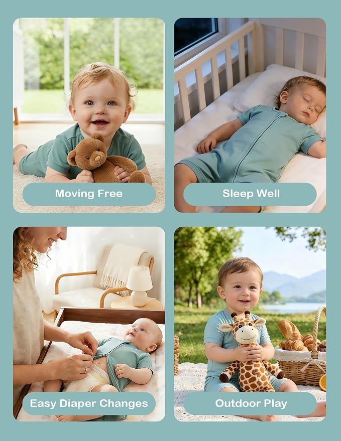 JunNeng Short Sleeve Romper, Rayon from Bamboo Baby Boy Sleeper Jumpsuit - Image 6