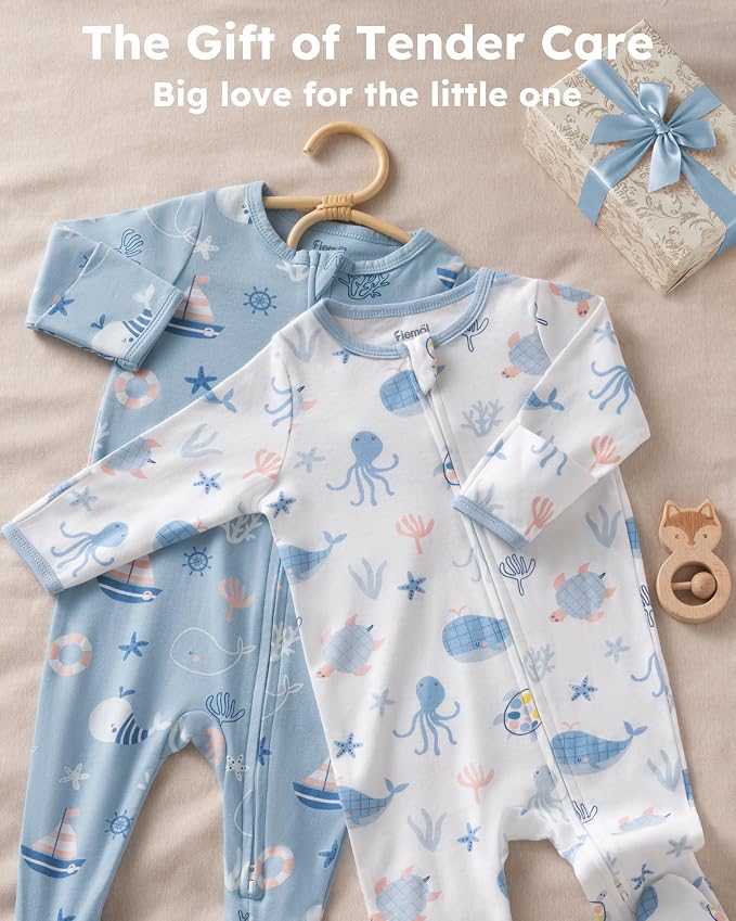 Baby Sleepers 100% Cotton Footie Pajamas, Newborn 0-3 3-6 6-9 Months - Image 8
