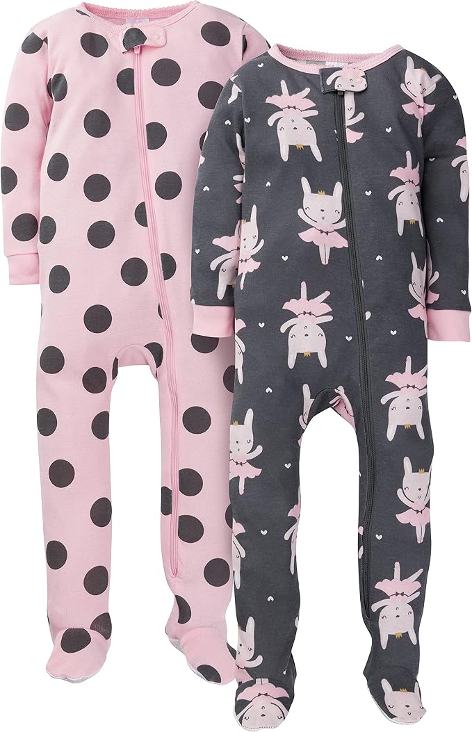 Gerber Baby Girls 2-Pack Footed Pajamas by Gerber