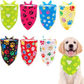 7 PCS Small Dog Bandanas Paw Print Hemming Seam Edge Dogs Bandana by Bestwishforyou