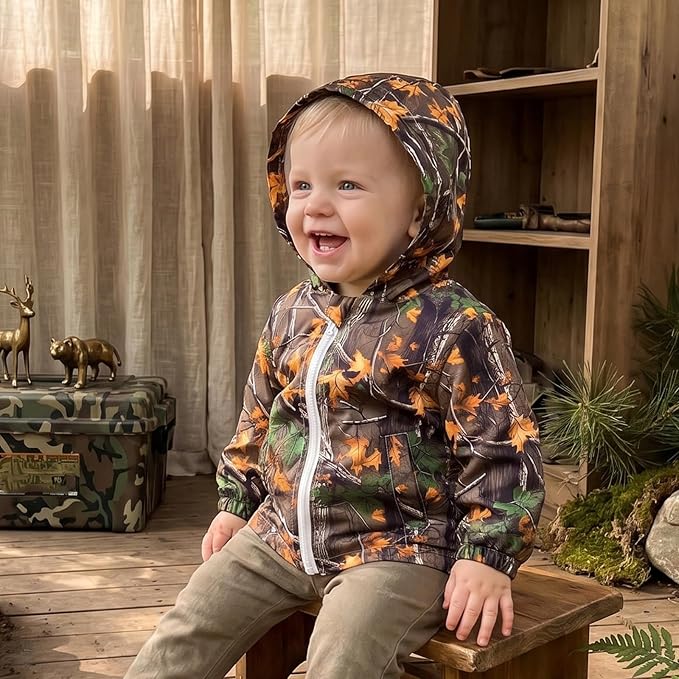Toddler Baby Boy Lightweight Hooded Jacket Excavator Coat Outwear | Truck Print - Image 3