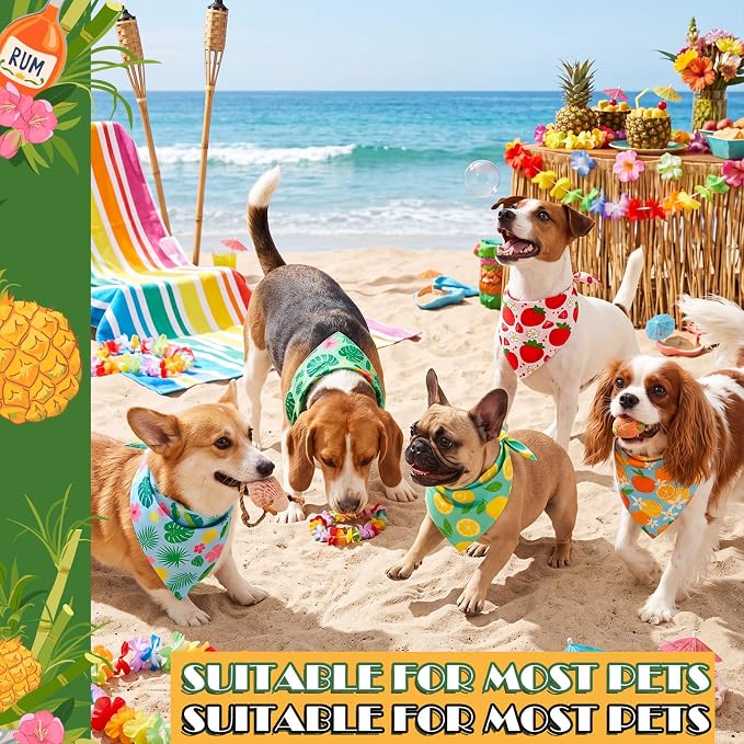 100 Pcs Summer Hawaiian Dog Bandanas Bulk Tropical Flower Pattern - Image 2