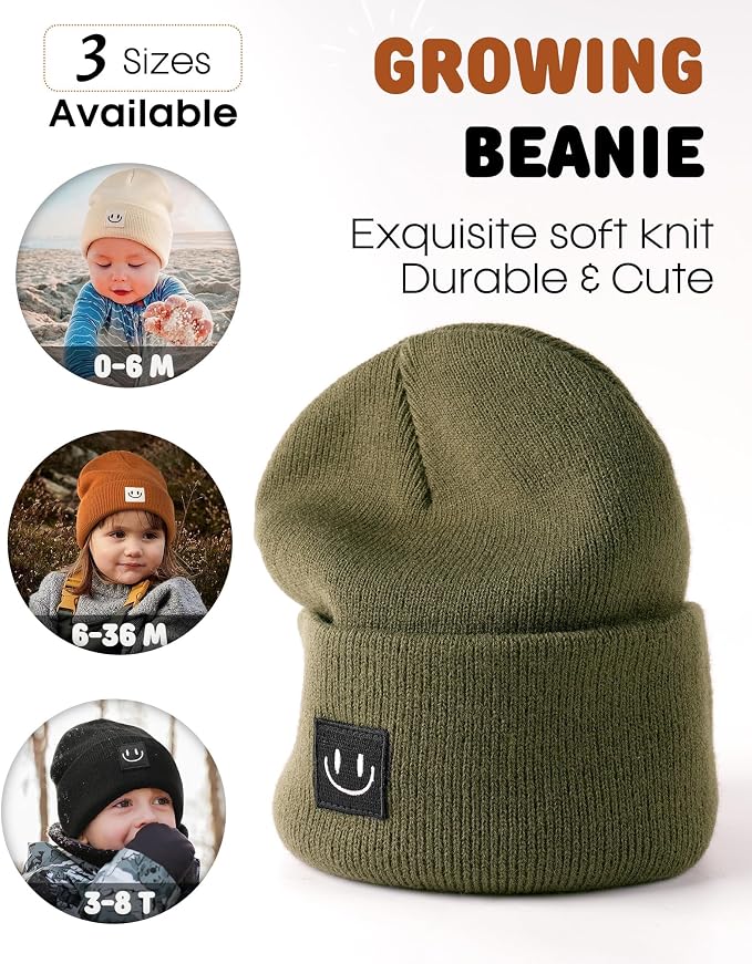 FURTALK Baby Beanie 2 Pack Toddler Winter Hat Embroidered Knit Cap Ages 0-8 | - Image 3