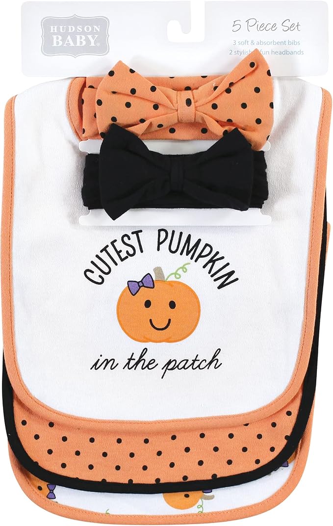 Hudson Baby Unisex Baby Cotton Bib and Headband Set - Image 2