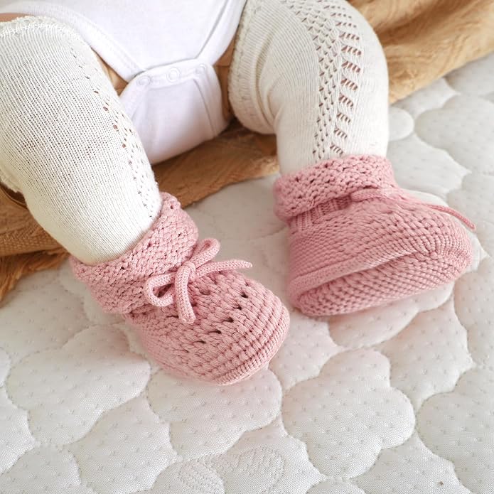 Baby Booties 100% Cotton Knitted Newborn First Cozy Warm Crib Shoes - Image 3