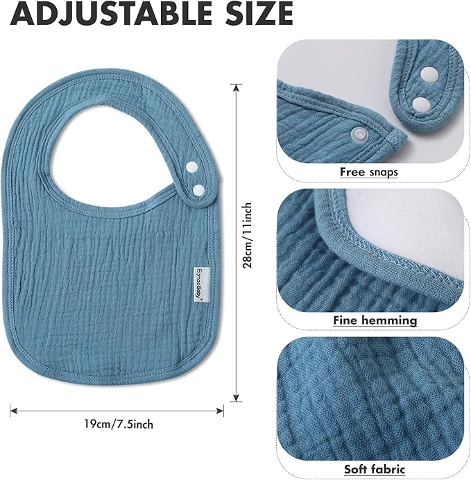 Muslin Baby Bibs for Drooling and Teething, Bibs for Boys Girls | Soft Cotton - Image 6