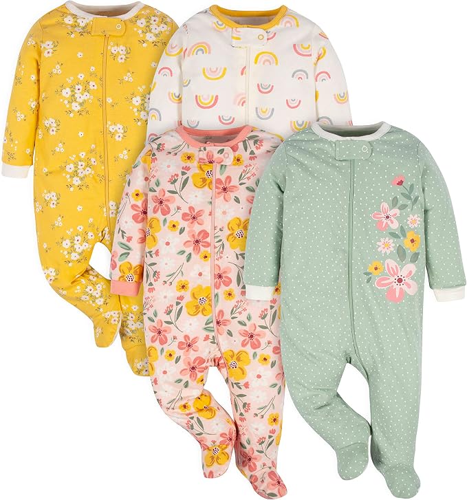 Gerber Baby Girls 4-Pack Sleep 'N Play Footie by Gerber