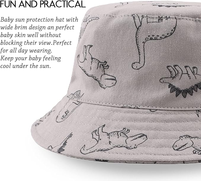 JANGANNSA Dinosaur Baby Boys Sun Hat Cotton Toddler Girls Bucket Hats Summer - Image 5