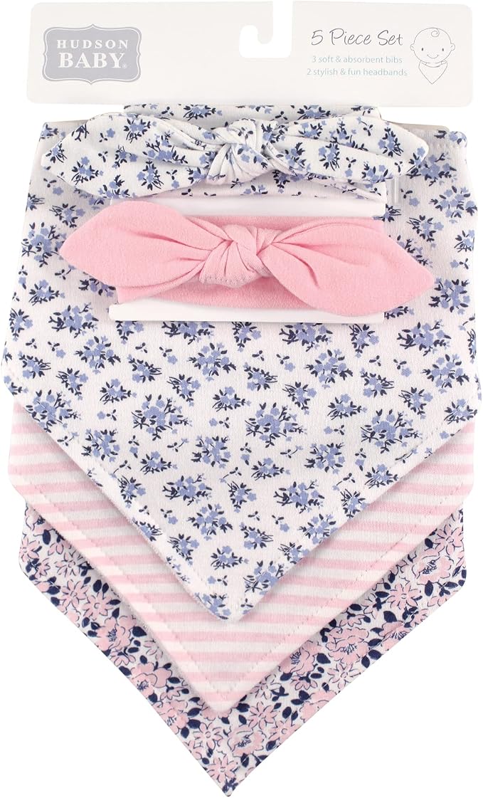 Hudson Baby Unisex Baby Cotton Bib and Headband Set - Image 2