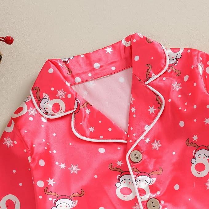 Kids Baby Girl Boy Satin Pajamas Set Button Down Sleep Shirt Top+Long Pants - Image 6