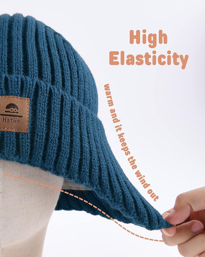 Baby Beanie Fleece Lined Toddler Winter Hat with Ear Flaps Little Girls Boys Warm Hats Cute Beanies for Kids