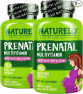 NATURELO Prenatal Multivitamin with Gentle Chelated Iron, Methyl Folate, Plant Calcium & Choline - Vegan, Vegetarian - Non-GMO - Gluten Free - 180 Capsules - 4 Month Supply (Pack of 2)