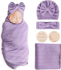 AQOKKA Newborn Receiving Blanket Wheat Ear Bow Hat Hairband Set by AQOKKA