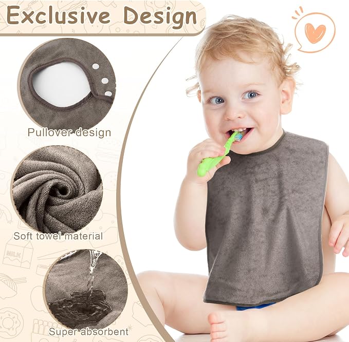 Hercicy Full Coverage Pullover Toddler Baby Bibs | Terry Cloth Bibs - Image 3