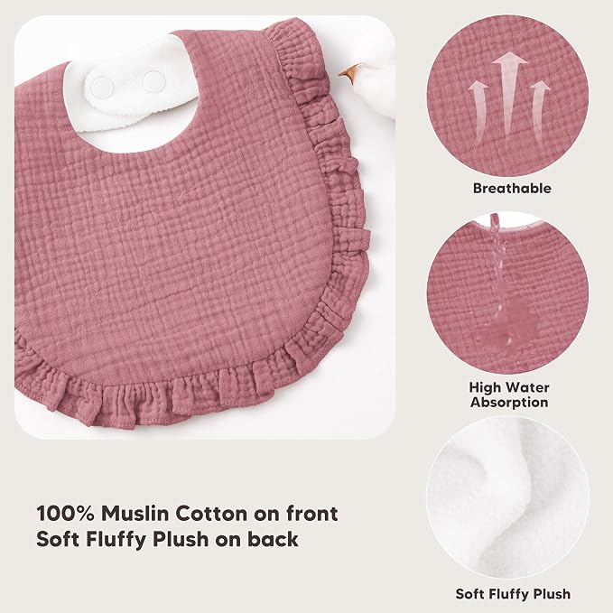 Bearmoss 8 Pack Muslin Baby Bibs - Image 4