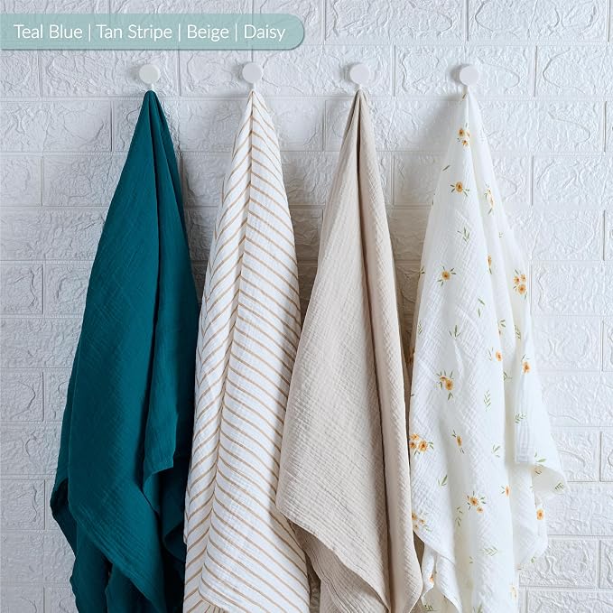 Meracorallo Muslin Swaddle Blanket, 100% Cotton, Teal Blue | Soft Breathable - Image 8