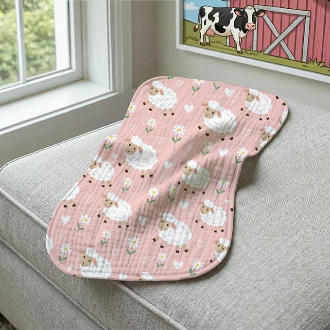 6 Pack Baby Burp Cloths for Girls, Soft Contoured Spit Up Cloths - Image 2