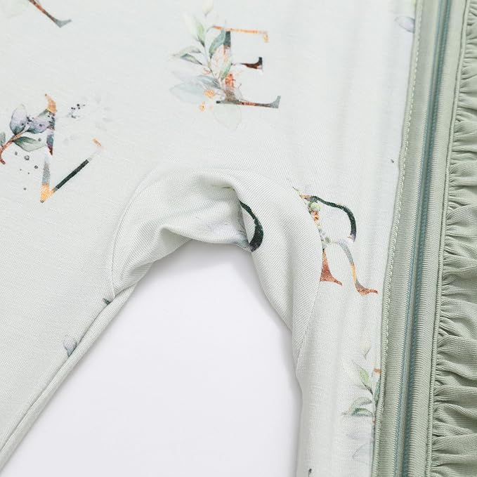 JunNeng Baby Girl Viscose from Bamboo Sleeper with Mitten Cuffs, 2 Way Zipper Romper, Sleep N' Play Pajamas 0-18 Months