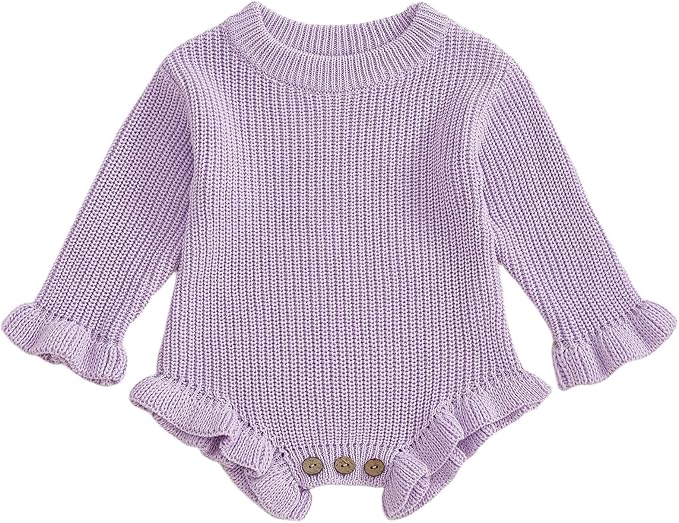 Mubineo Baby Girl Fall Winter Clothes Basic Plain Cute Sweater Romper Outfit by Mubineo