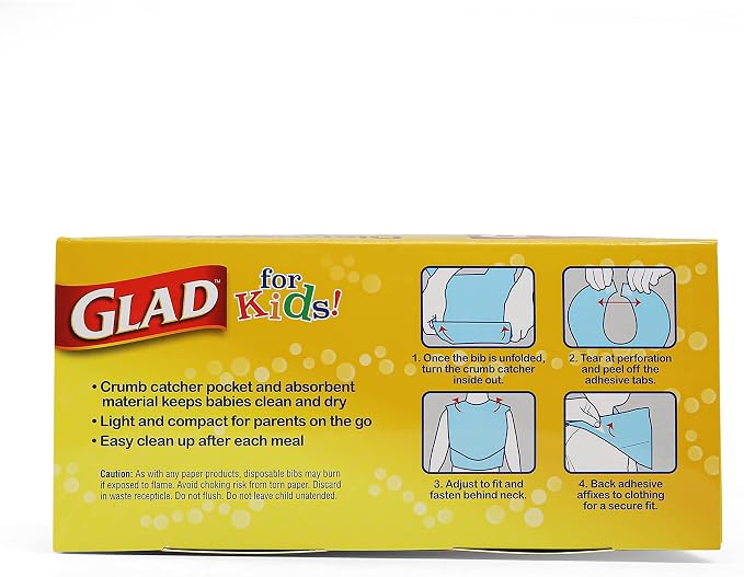 Glad for Kids Disposable Paper Bibs & Crumb Catcher, 30 Ct, 24-Pk | Absorbent - Image 10