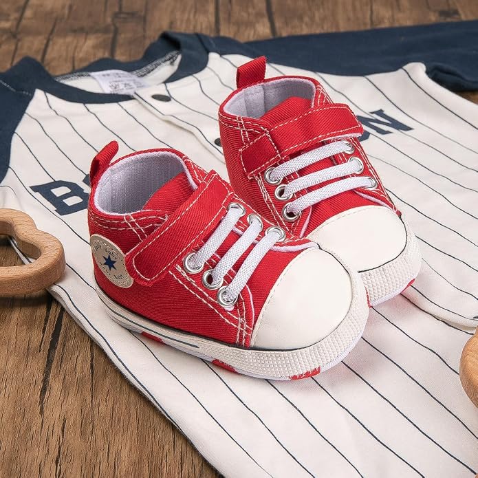 Unisex Baby Girls Boys Canvas High-top Shoes, Newborn Infant Anti-Slip Soft - Image 2