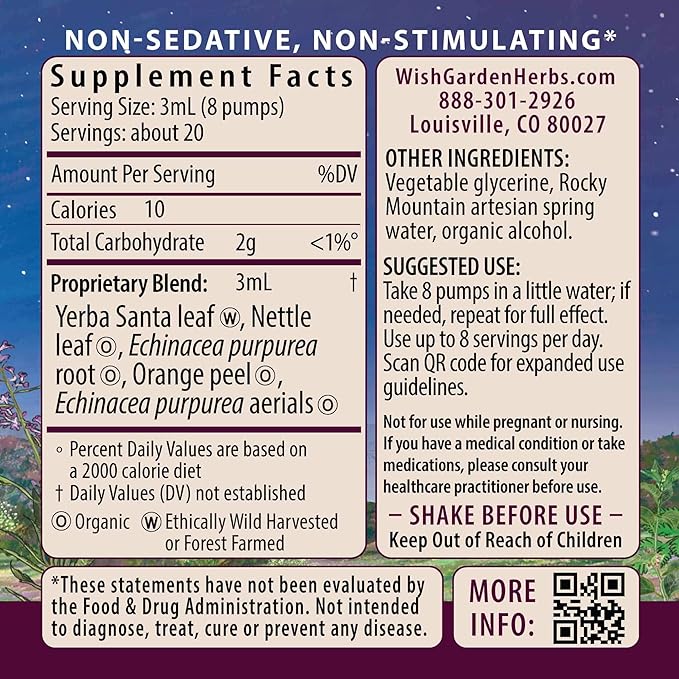 WishGarden Herbs Kick-Ass Allergy - Plant-Based Non-Drowsy Herbal Allergy Supplement with Nettle Leaf, Echinacea, & Yerba Santa, Supports Healthy Histamine Response to Seasonal Irritants, 4oz